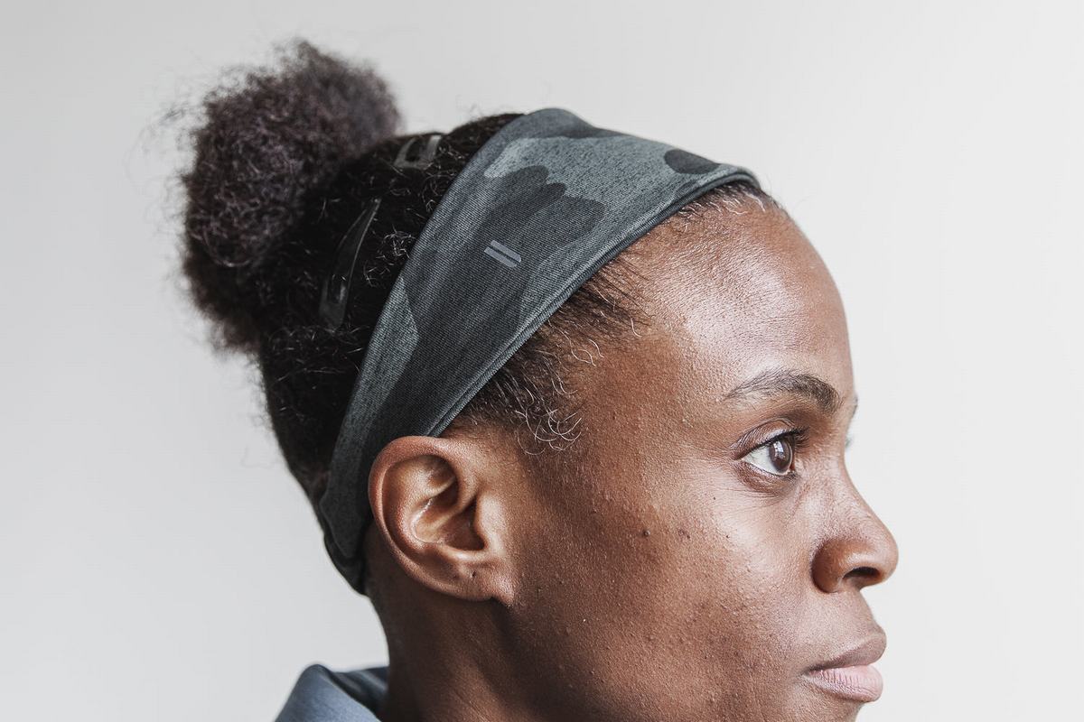Bandeau Nobull Headband Femme Grise Camouflage | BZ7546182