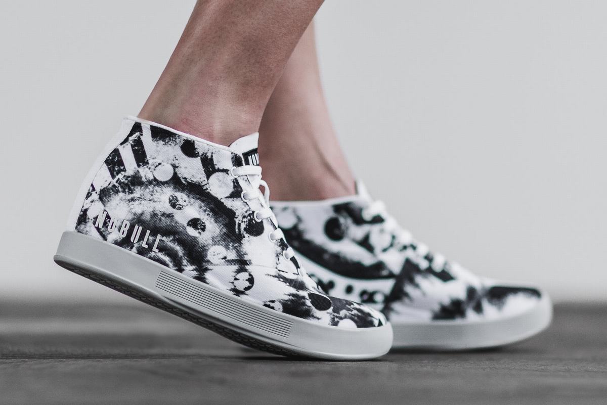 Basket Nobull Artists For Humanity Canvas Mid Trainer Femme Blanche Noir | RW8963250