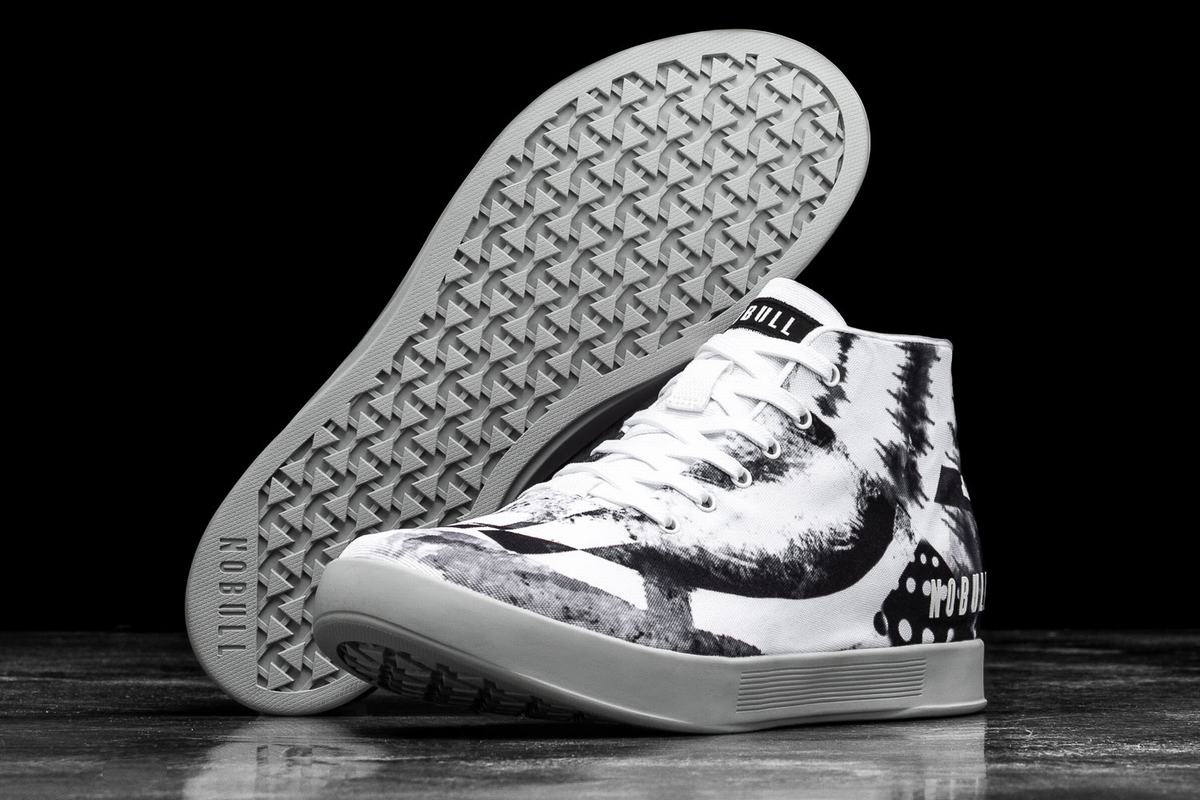 Basket Nobull Artists For Humanity Canvas Mid Trainer Femme Blanche Noir | RW8963250