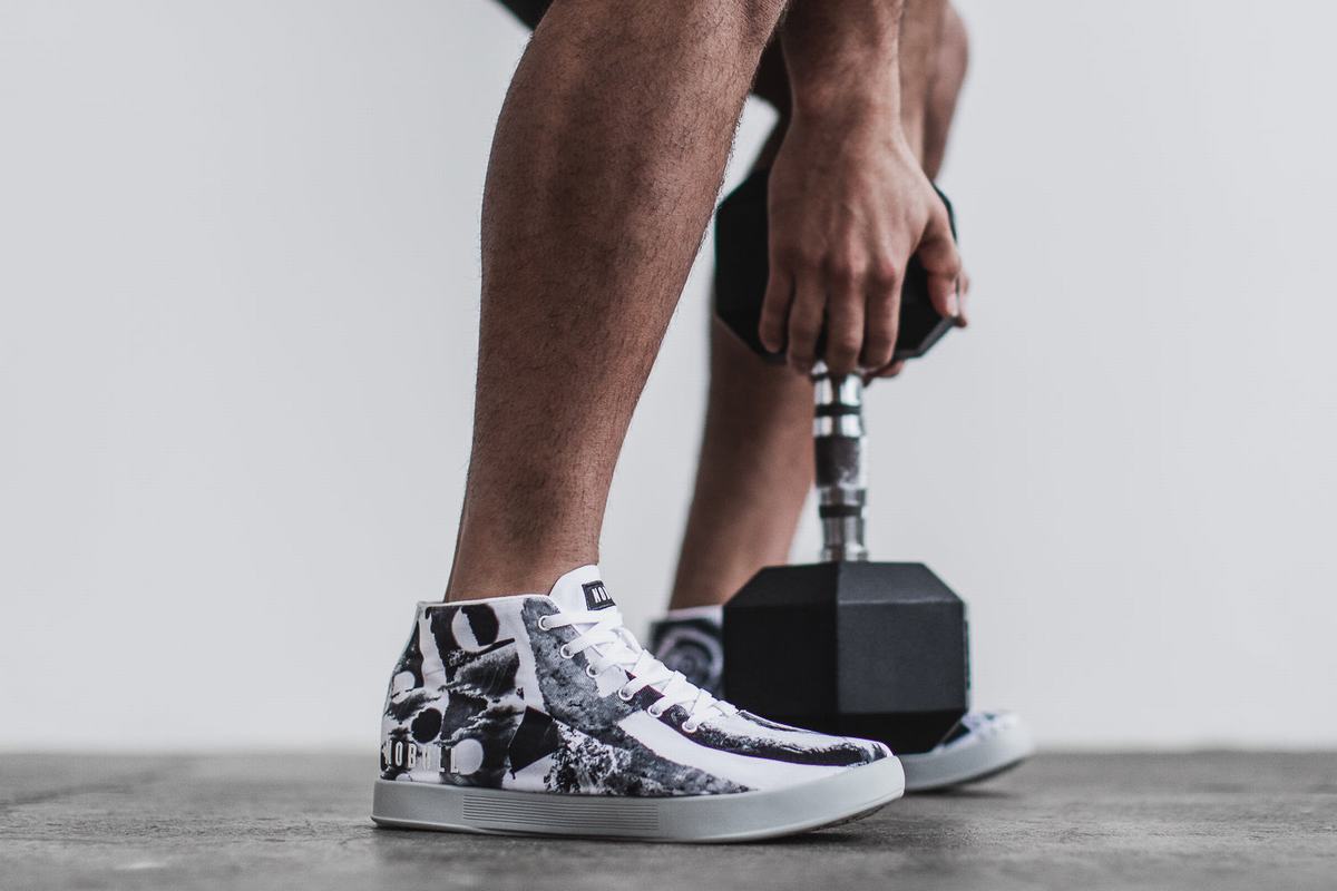 Basket Nobull Artists For Humanity Canvas Mid Trainer Homme Blanche Noir | XC4183629