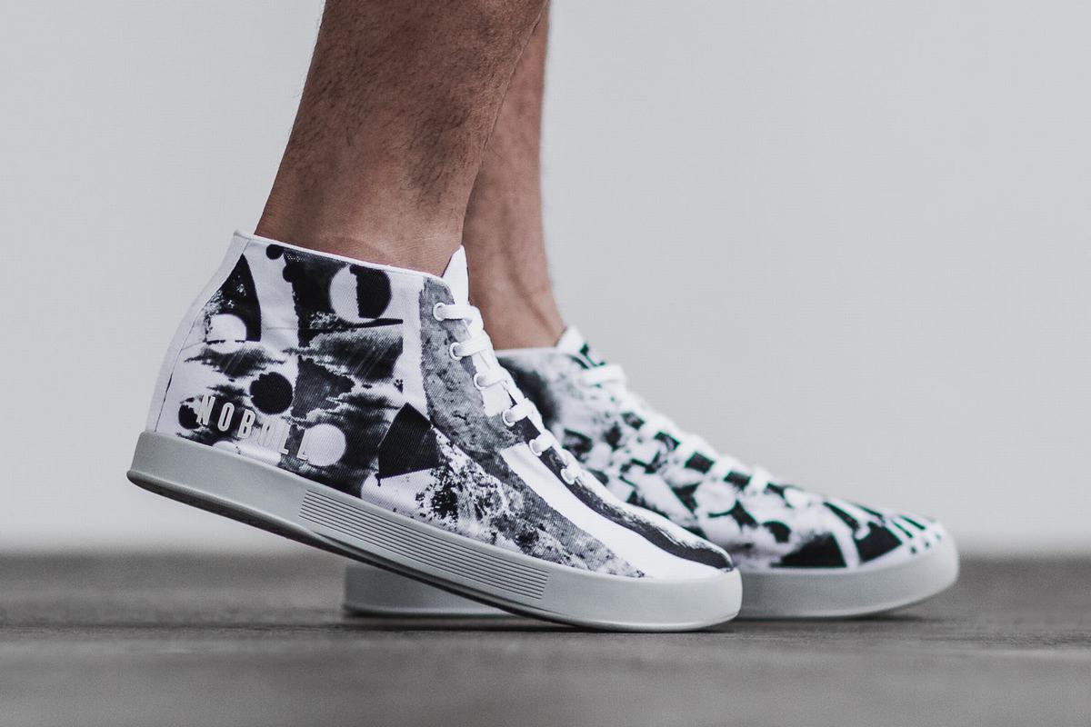 Basket Nobull Artists For Humanity Canvas Mid Trainer Homme Blanche Noir | XC4183629