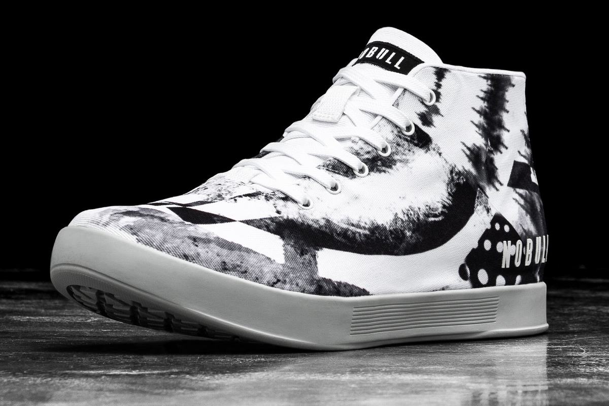 Basket Nobull Artists For Humanity Canvas Mid Trainer Homme Blanche Noir | XC4183629