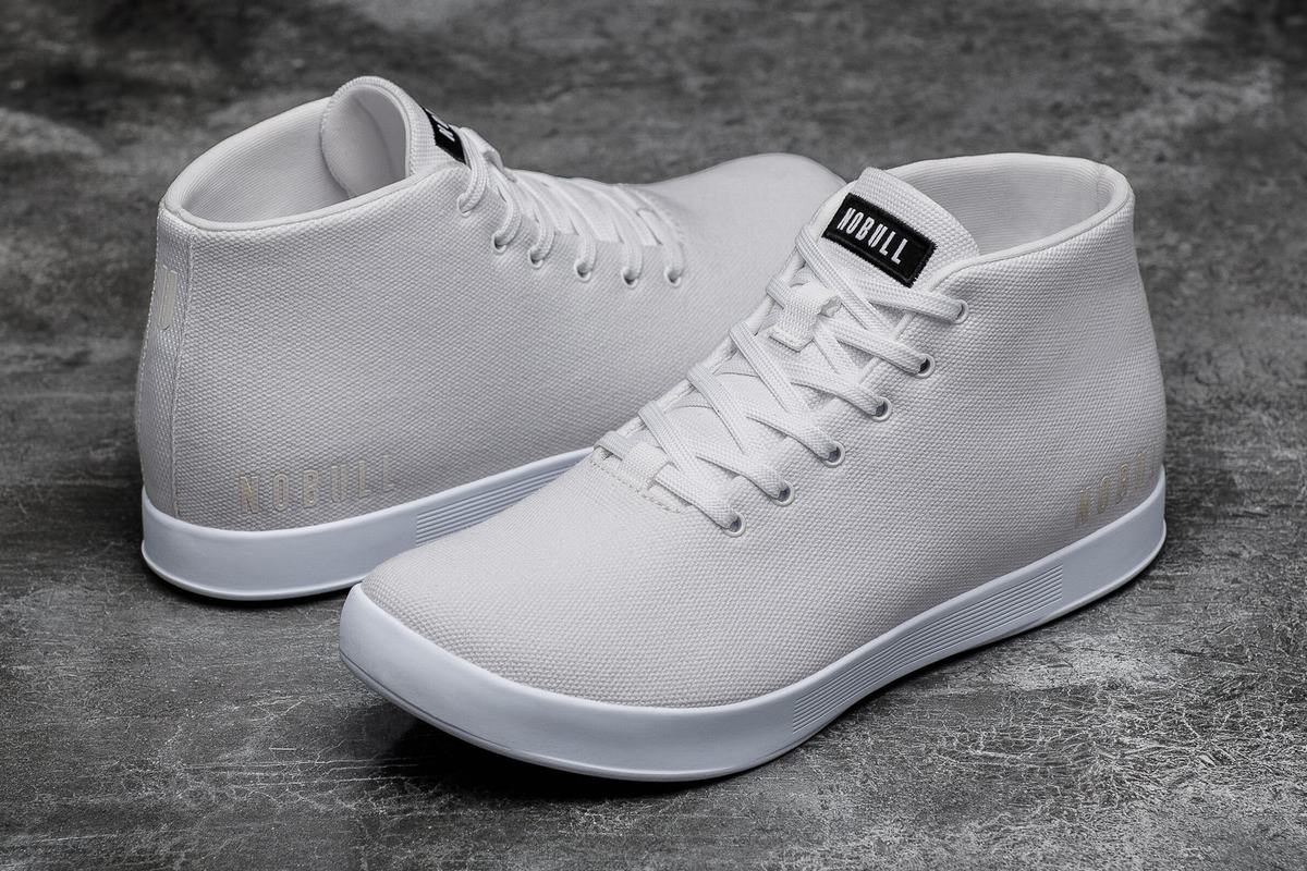 Basket Nobull Canvas Mid Trainer Femme Blanche | ZY4862795