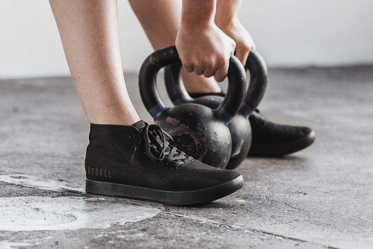 Basket Nobull Canvas Mid Trainer Femme Noir | TO1439065