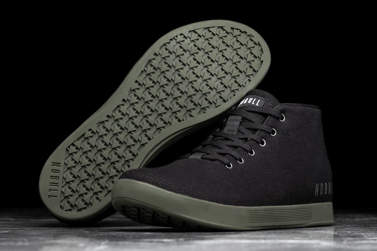 Basket Nobull Canvas Mid Trainer Femme Noir Vert Foncé | XP2319867
