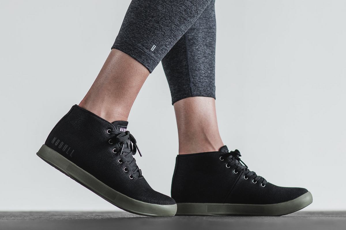 Basket Nobull Canvas Mid Trainer Femme Noir Vert Foncé | XP2319867