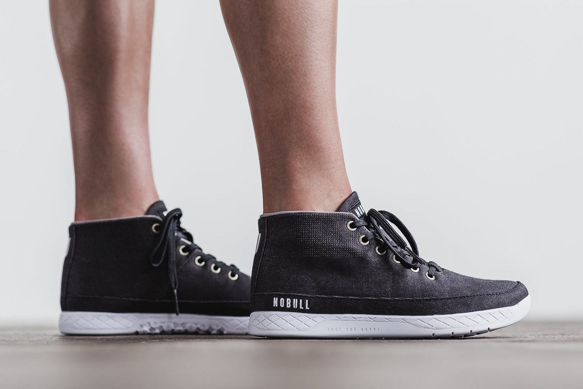 Basket Nobull Canvas Mid Trainer Femme Noir | YR2410638