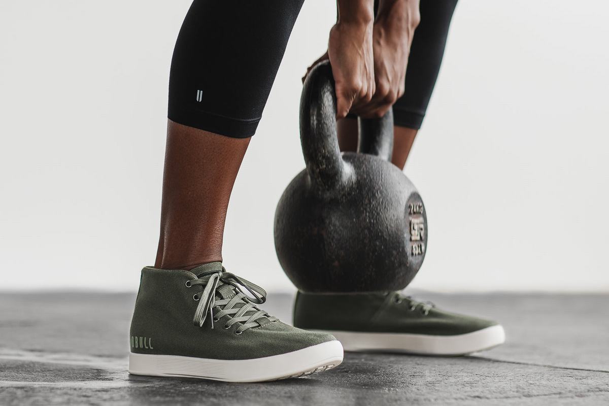 Basket Nobull Canvas Mid Trainer Femme Vert Foncé Blanche | SP3059784