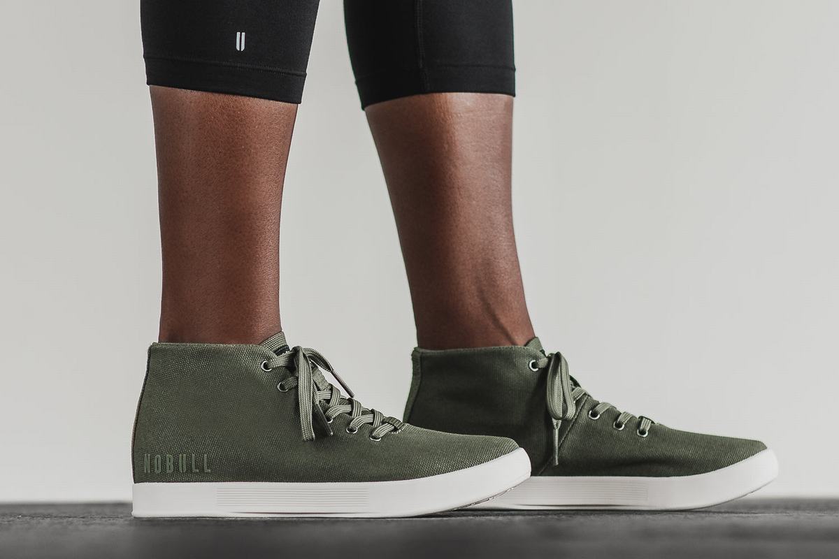 Basket Nobull Canvas Mid Trainer Femme Vert Foncé Blanche | SP3059784