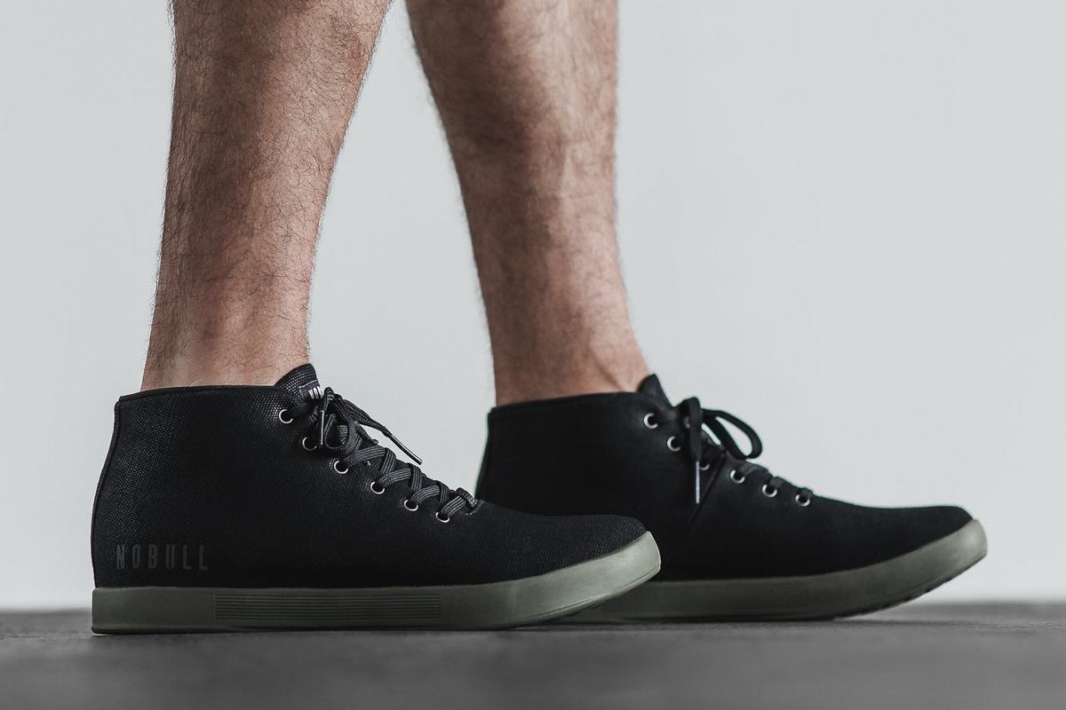 Basket Nobull Canvas Mid Trainer Homme Noir Vert Foncé | QY2108695