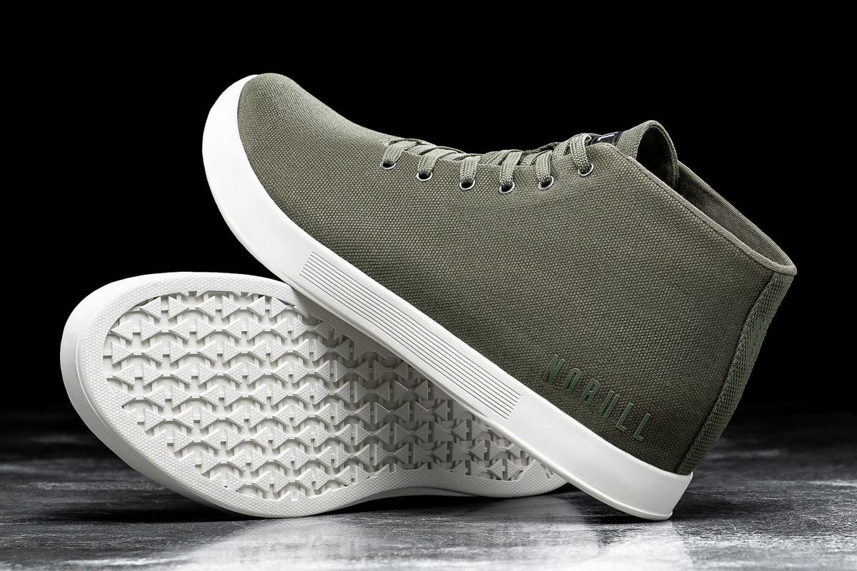 Basket Nobull Canvas Mid Trainer Homme Vert Foncé Blanche | FU3468157