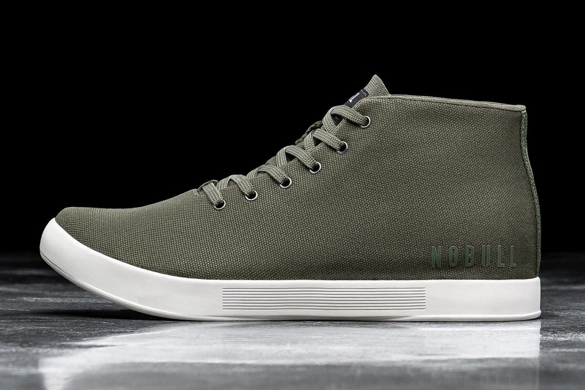 Basket Nobull Canvas Mid Trainer Homme Vert Foncé Blanche | FU3468157