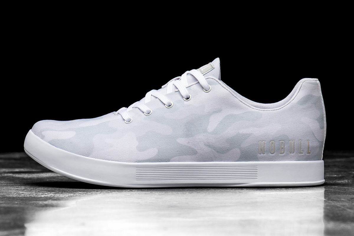Basket Nobull Canvas Trainer Femme Blanche Camouflage | UT9236074