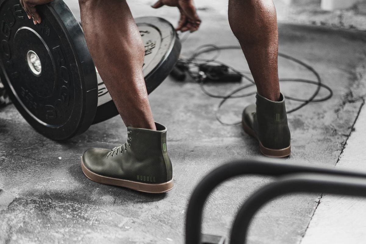 Basket Nobull High-Top Army Leather Trainer Homme Vert Olive | XF2970631