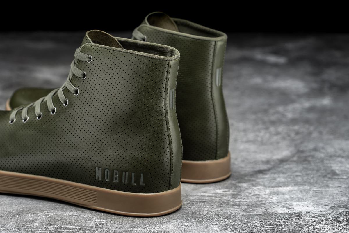 Basket Nobull High-Top Army Leather Trainer Homme Vert Olive | XF2970631