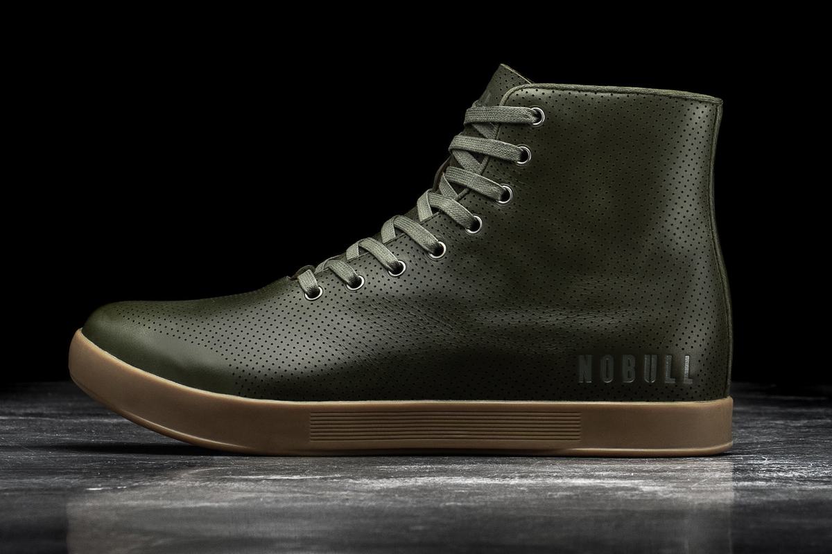 Basket Nobull High-Top Army Leather Trainer Homme Vert Olive | XF2970631