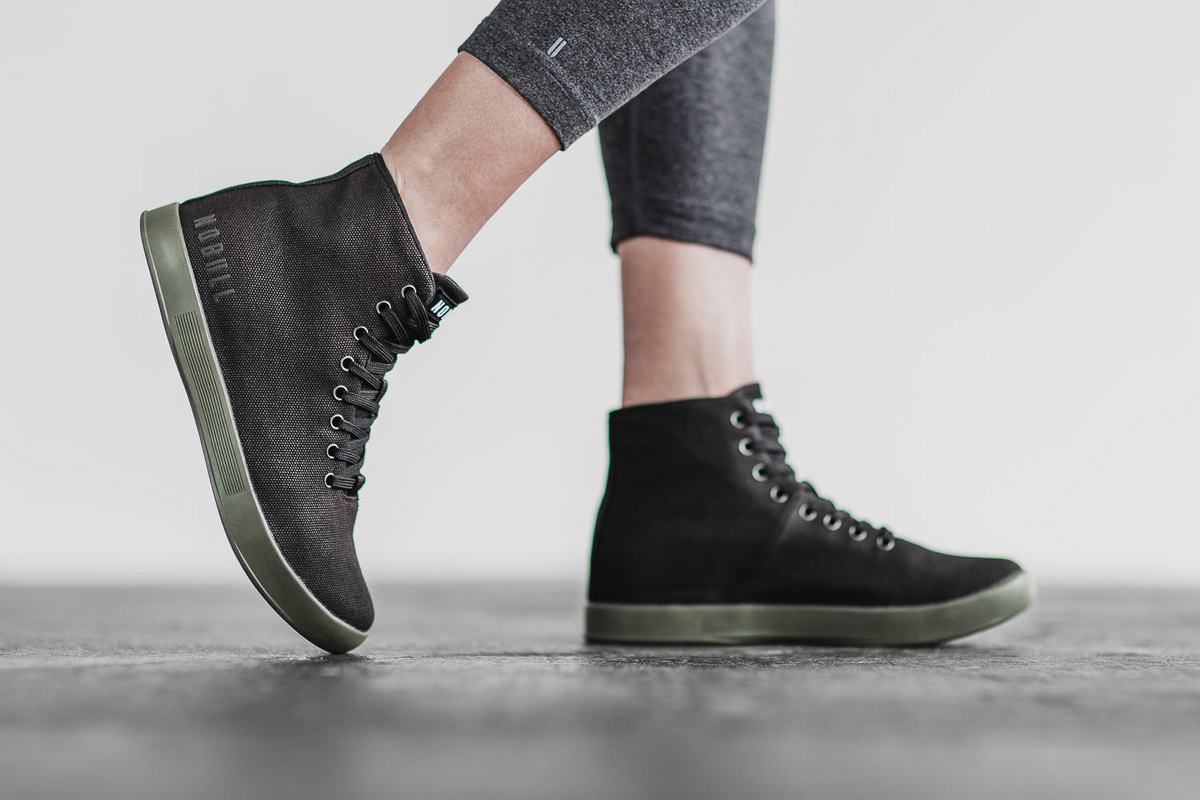 Basket Nobull High-Top Canvas Trainer Femme Noir Vert Foncé | AJ7028439
