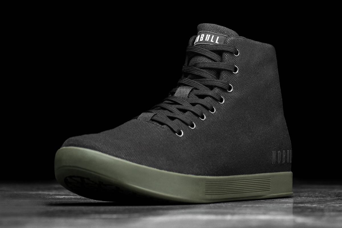 Basket Nobull High-Top Canvas Trainer Femme Noir Vert Foncé | AJ7028439