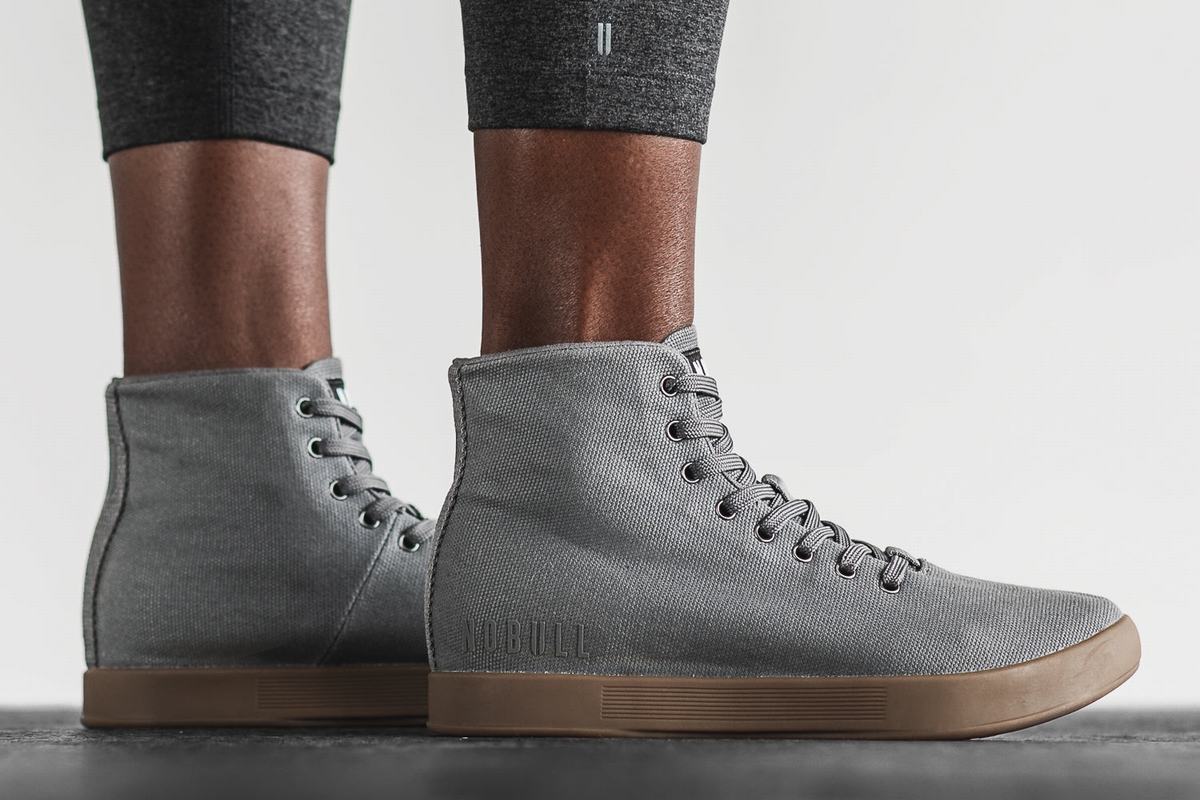 Basket Nobull High-Top Canvas Trainer Femme Grise Foncé | OJ0578943