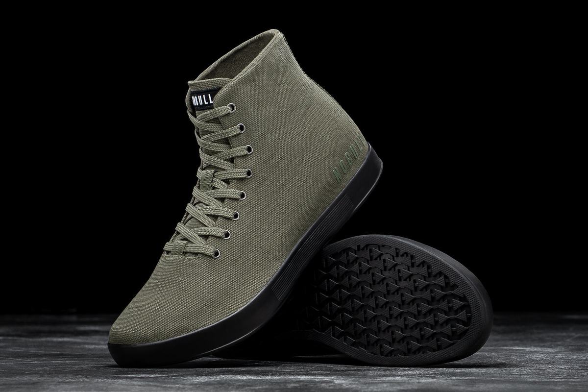 Basket Nobull High-Top Canvas Trainer Femme Vert Foncé Noir | TX4785392
