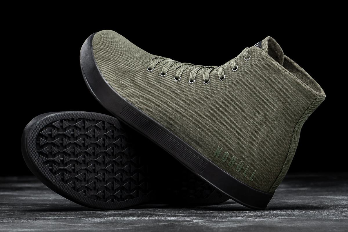 Basket Nobull High-Top Canvas Trainer Femme Vert Foncé Noir | TX4785392