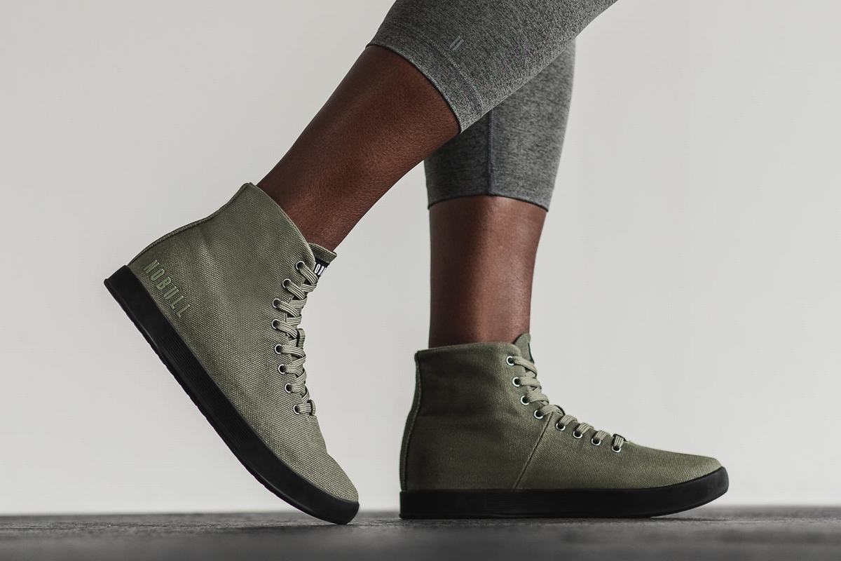 Basket Nobull High-Top Canvas Trainer Femme Vert Foncé Noir | TX4785392