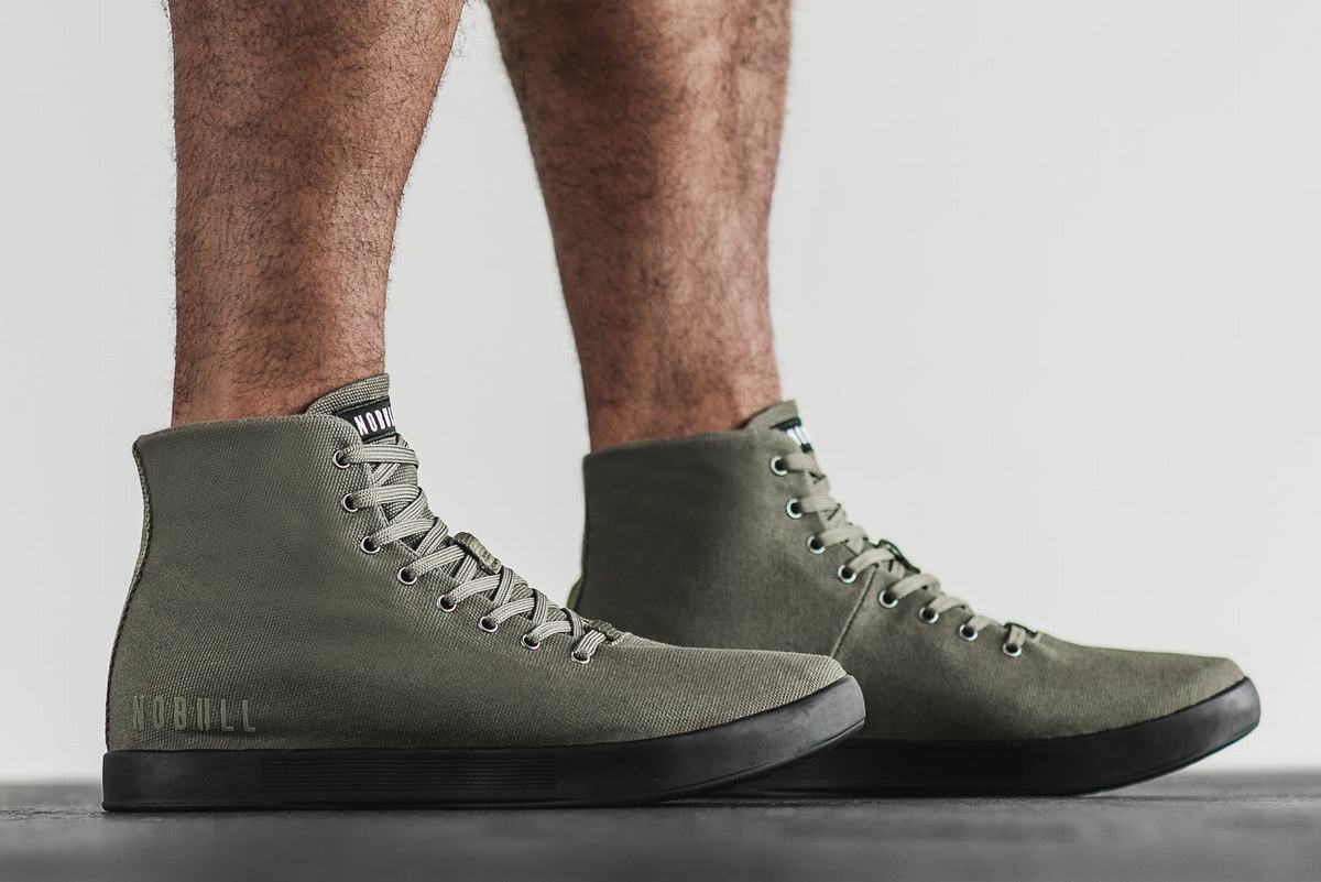 Basket Nobull High-Top Canvas Trainer Homme Vert Foncé Noir | VJ0349625