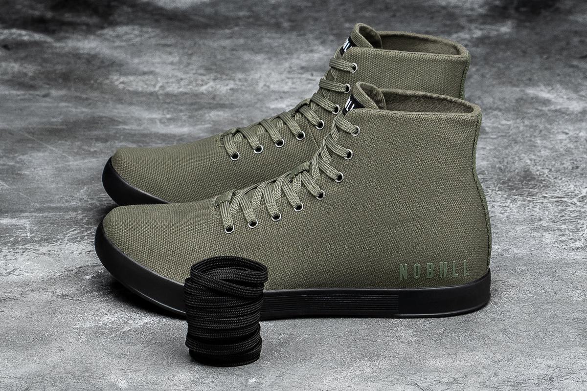 Basket Nobull High-Top Canvas Trainer Homme Vert Foncé Noir | VJ0349625