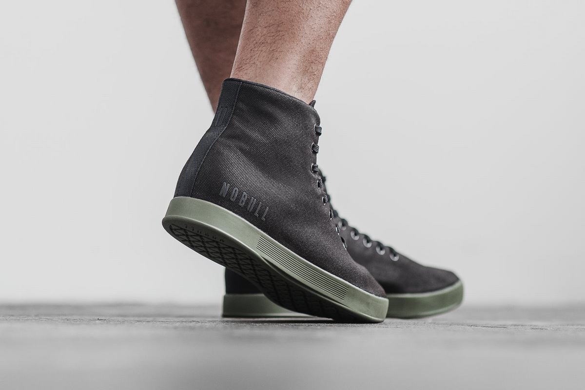 Basket Nobull High-Top Canvas Trainer Homme Noir Vert Foncé | XV5948376