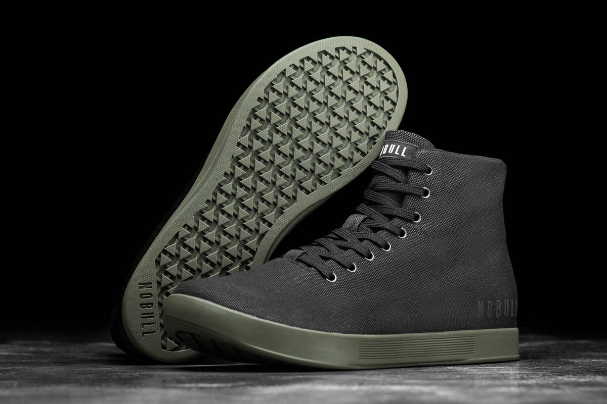 Basket Nobull High-Top Canvas Trainer Homme Noir Vert Foncé | XV5948376