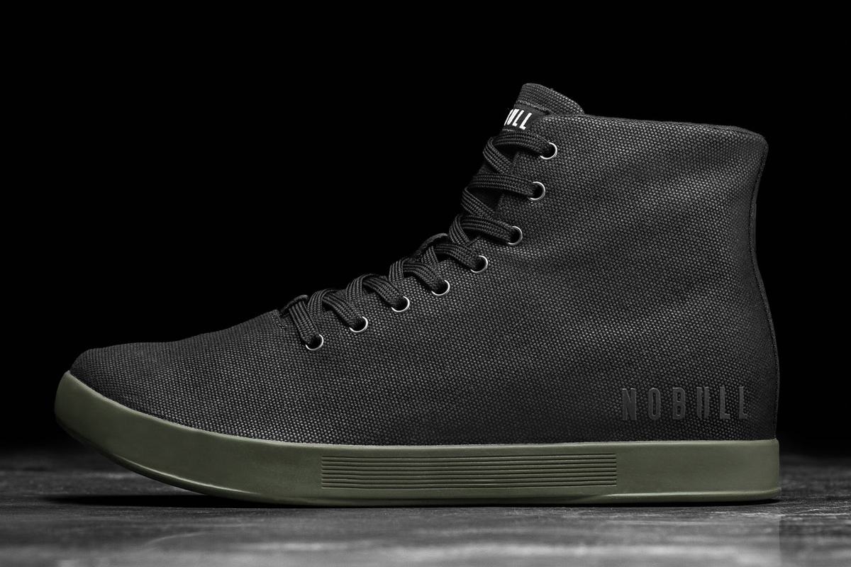 Basket Nobull High-Top Canvas Trainer Homme Noir Vert Foncé | XV5948376