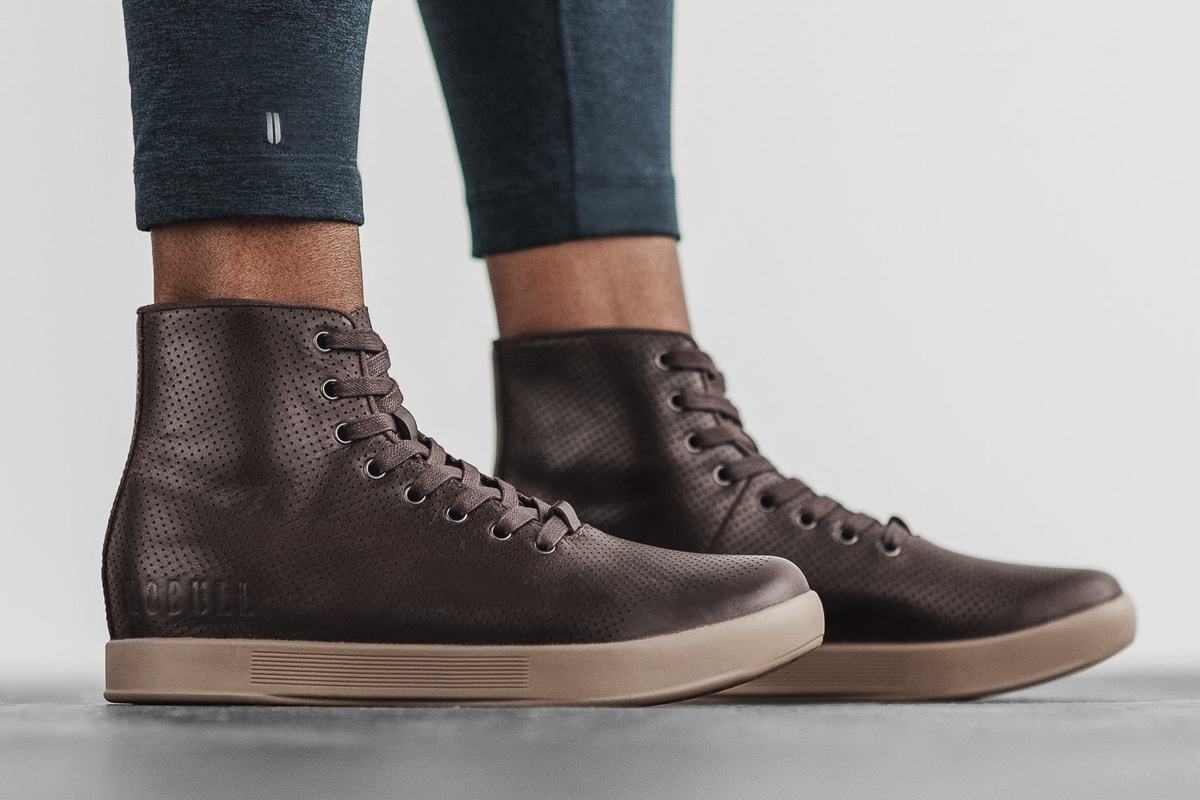 Basket Nobull High-Top Leather Trainer Femme Marron | DZ4657309