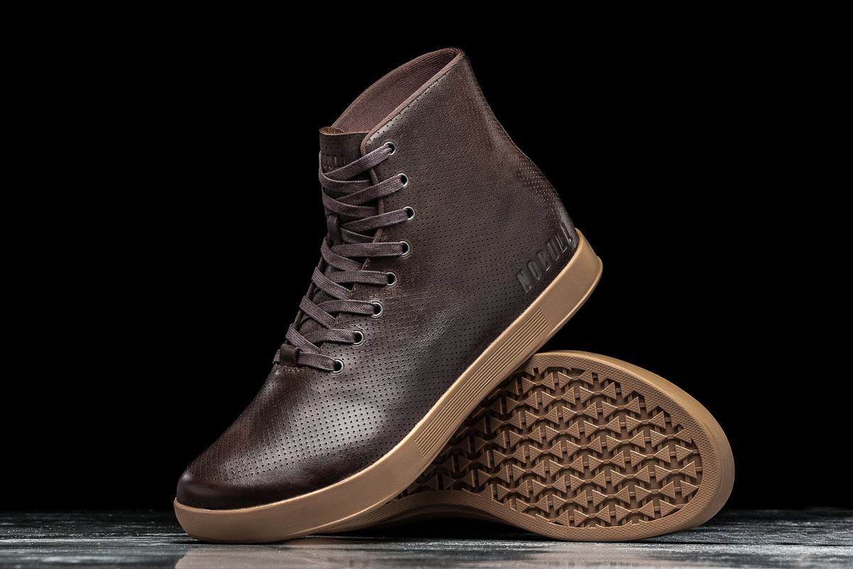 Basket Nobull High-Top Leather Trainer Femme Marron | DZ4657309