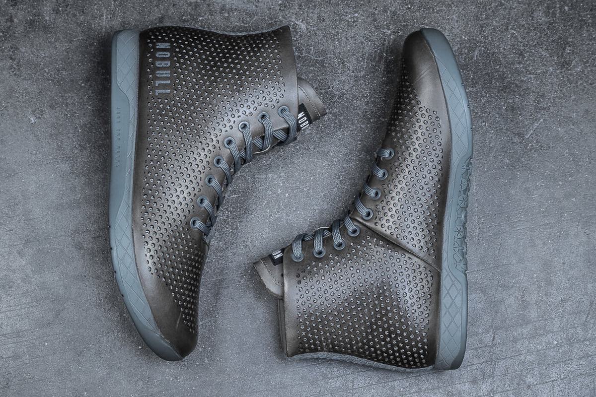 Basket Nobull High-Top Leather Trainer Femme Grise | JE3521487