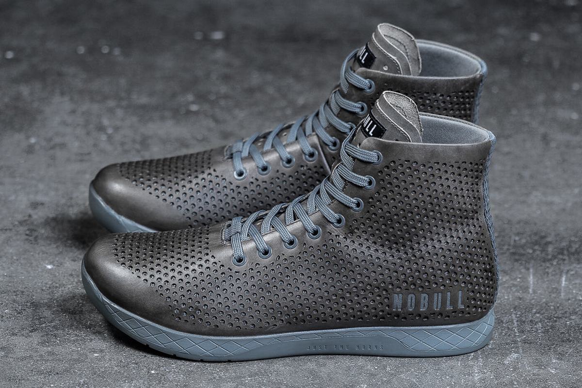 Basket Nobull High-Top Leather Trainer Femme Grise | JE3521487