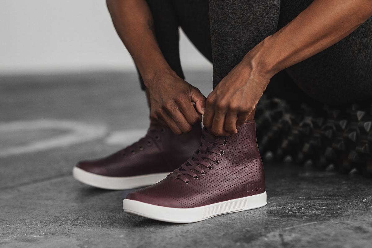 Basket Nobull High-Top Leather Trainer Femme Bordeaux | LS4759612