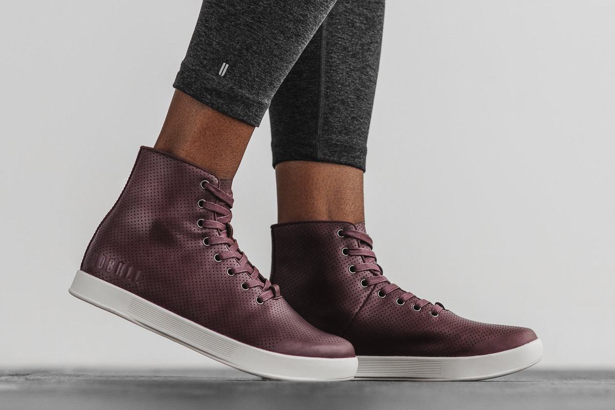 Basket Nobull High-Top Leather Trainer Femme Bordeaux | LS4759612
