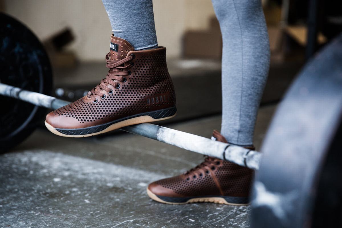 Basket Nobull High-Top Leather Trainer Femme Cafe | OP3205871