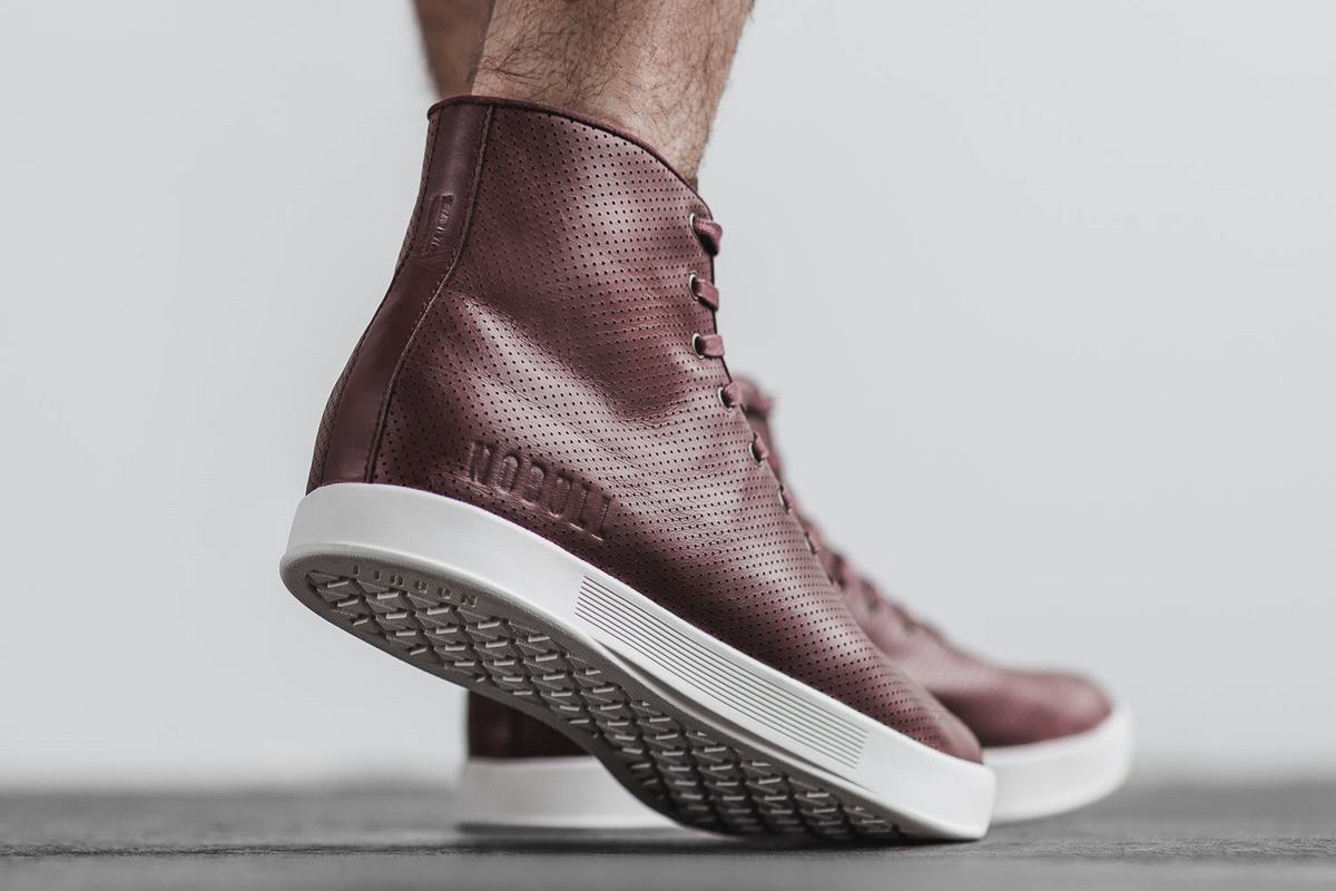 Basket Nobull High-Top Leather Trainer Homme Bordeaux | FE5086237