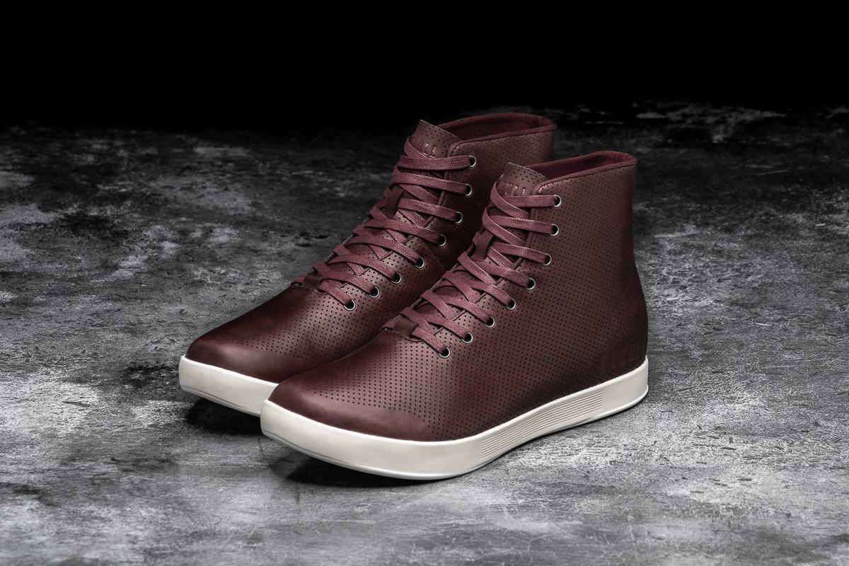 Basket Nobull High-Top Leather Trainer Homme Bordeaux | FE5086237