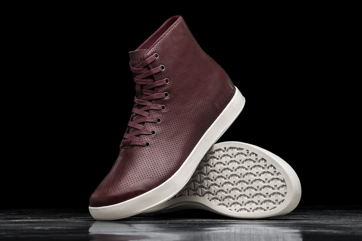 Basket Nobull High-Top Leather Trainer Homme Bordeaux | FE5086237