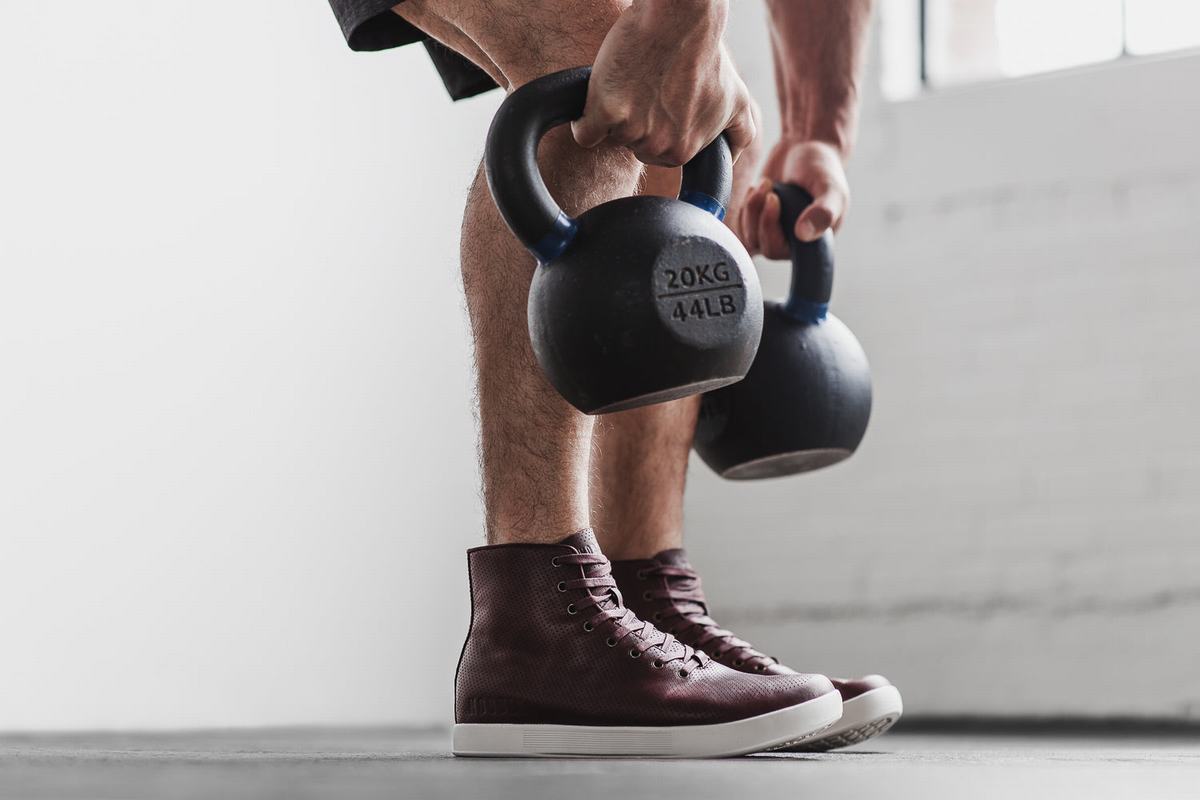 Basket Nobull High-Top Leather Trainer Homme Bordeaux | FE5086237
