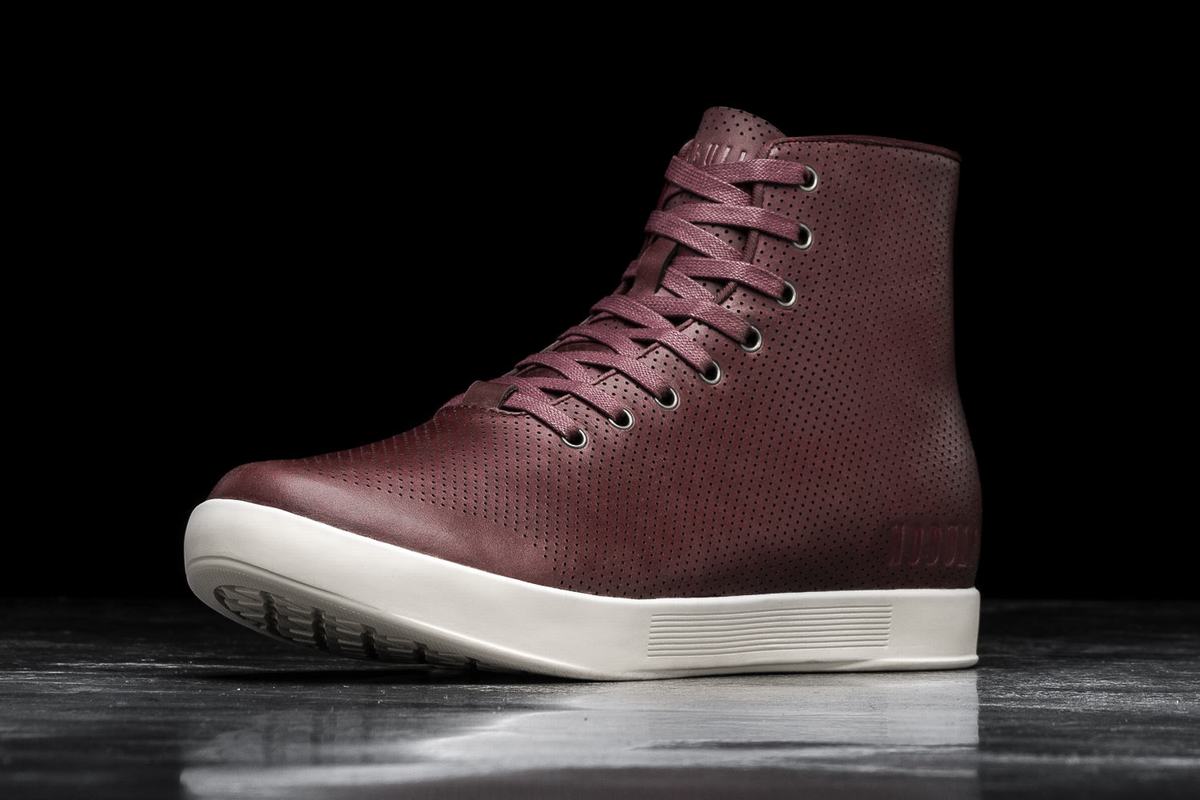 Basket Nobull High-Top Leather Trainer Homme Bordeaux | FE5086237