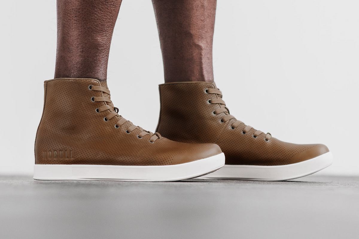 Basket Nobull High-Top Leather Trainer Homme Marron | IW5631284
