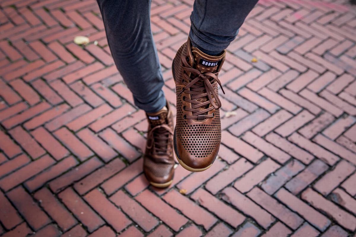 Basket Nobull High-Top Leather Trainer Homme Cafe | KW0621734