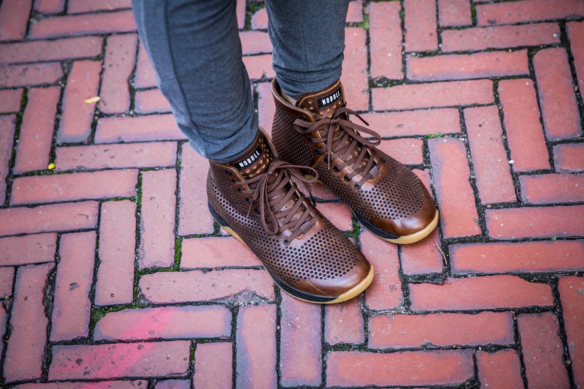 Basket Nobull High-Top Leather Trainer Homme Cafe | KW0621734