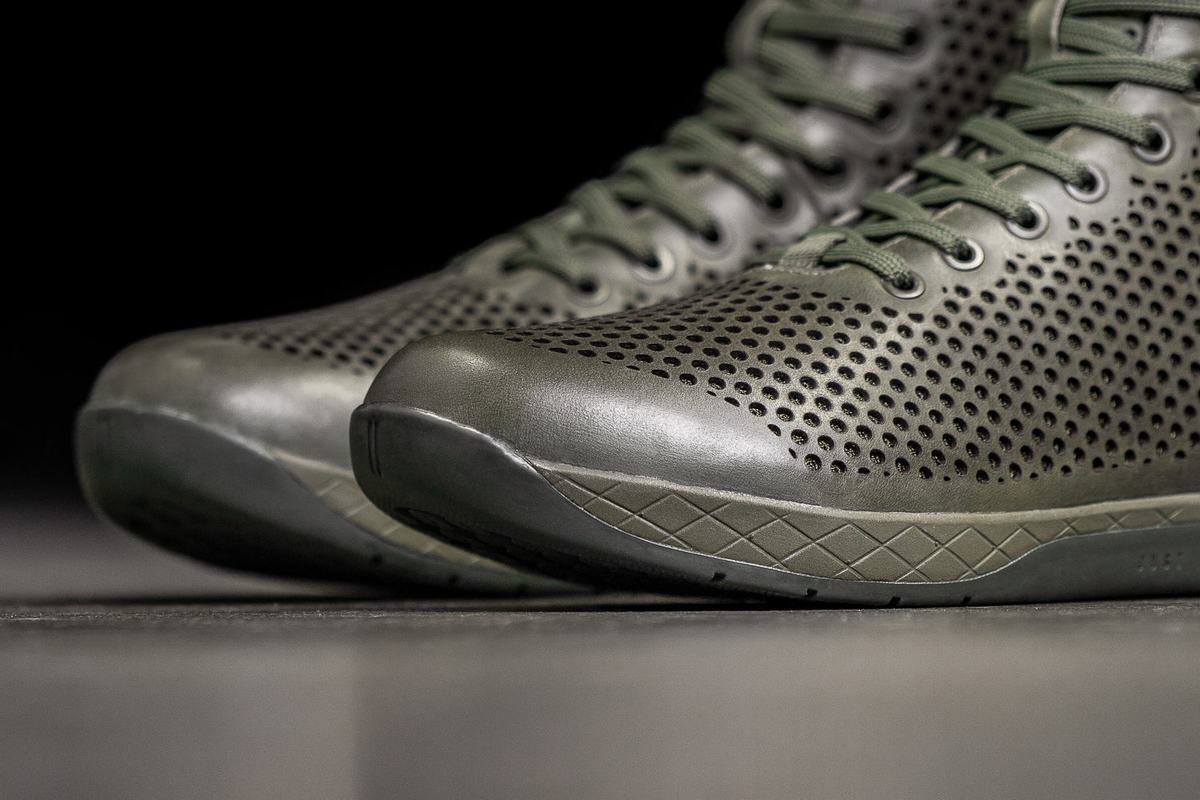 Basket Nobull High-Top Leather Trainer Homme Vert Olive | PW5964138