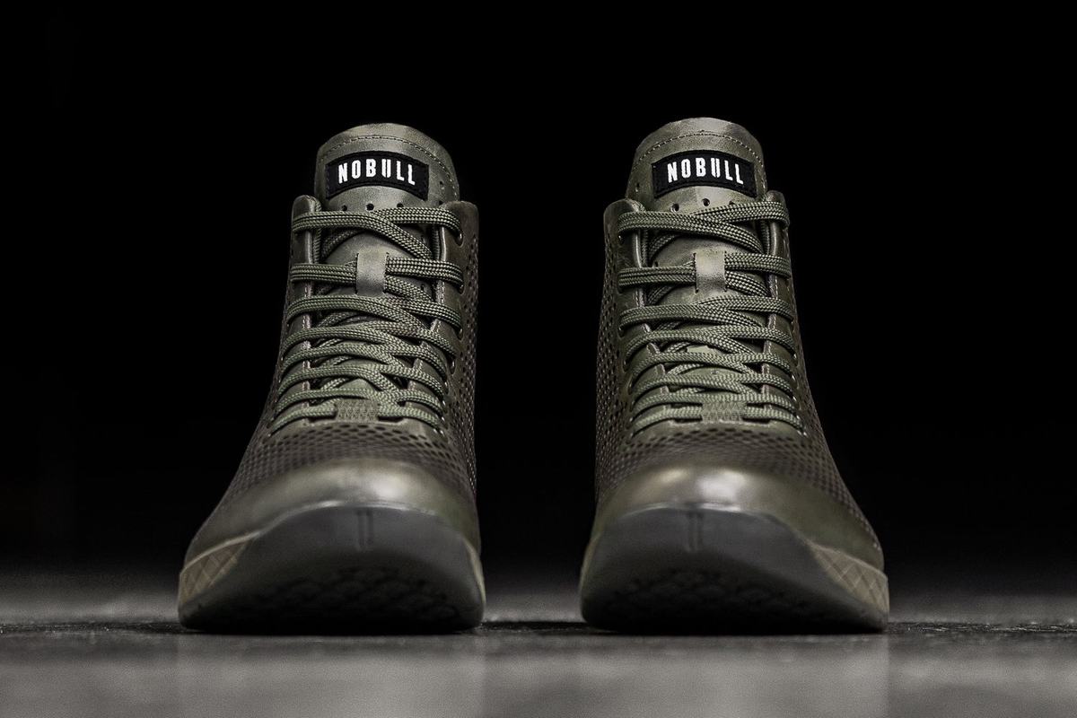 Basket Nobull High-Top Leather Trainer Homme Vert Olive | PW5964138