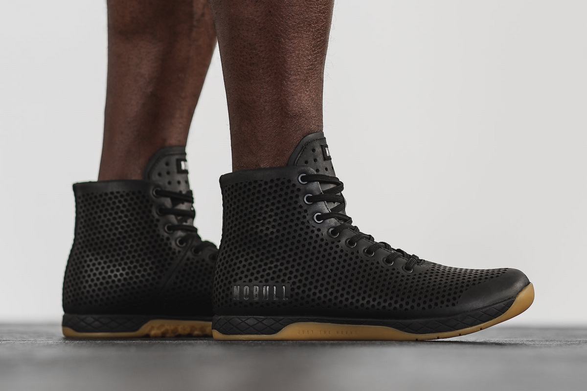 Basket Nobull High-Top Leather Trainer Homme Noir | QN8914765
