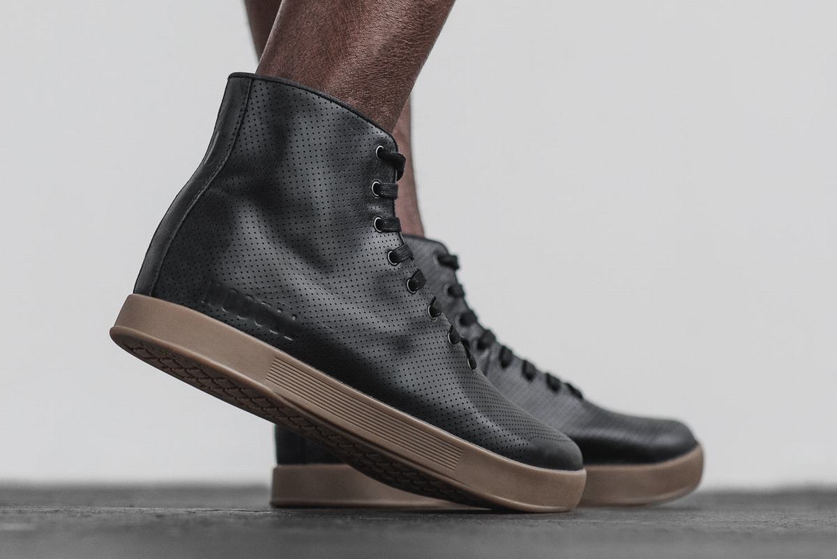 Basket Nobull High-Top Leather Trainer Homme Noir | RE3485019